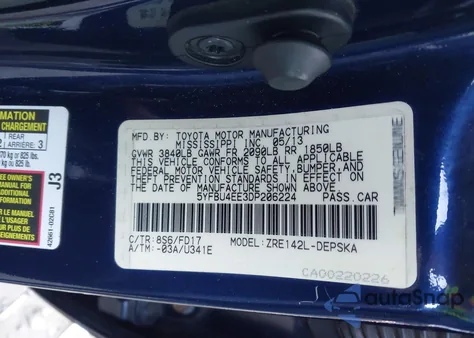 2013 Toyota Corolla S z USA, uszkodzony, nr VIN 5YFBU4EE3DP206224